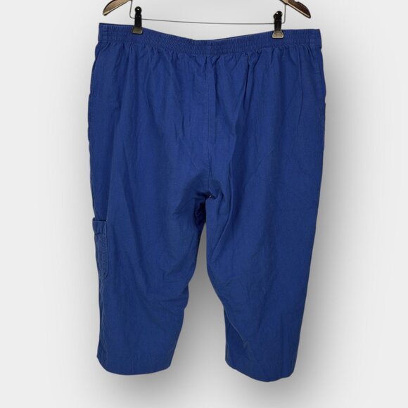 Classic Editions Blue Capri Women XXL Pull On Elastic Cargo Pocket - Picture 2 of 9